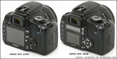 400D rear and grip area compared to 350D.