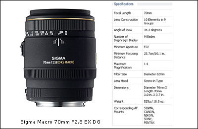 Sigma Macro 70mm F2.8 EX DG